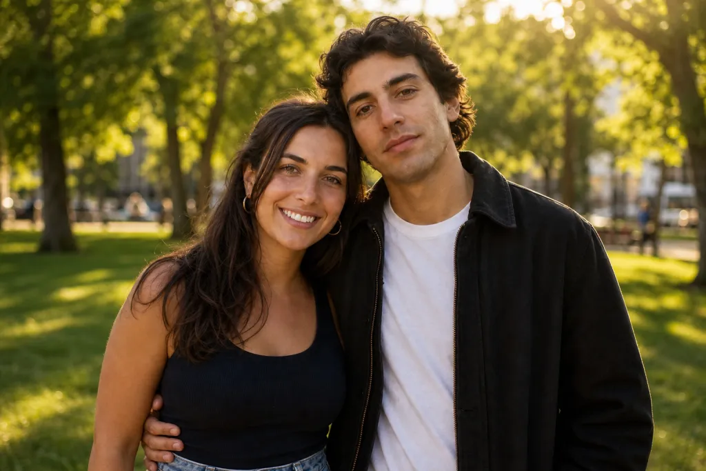AI photo combiner example — couple photo made from two portraits