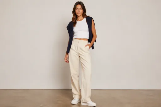 AI image combiner example — virtual try-on of an outfit on a person