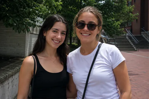 AI image combiner example — two people put together in one photo